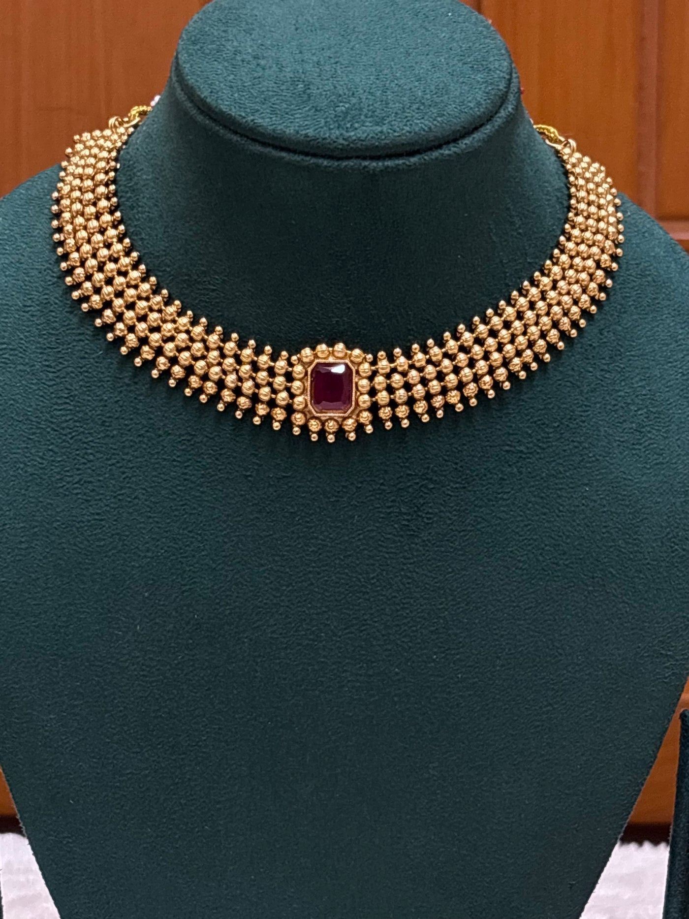 Ruby Beaded Choker -CH033