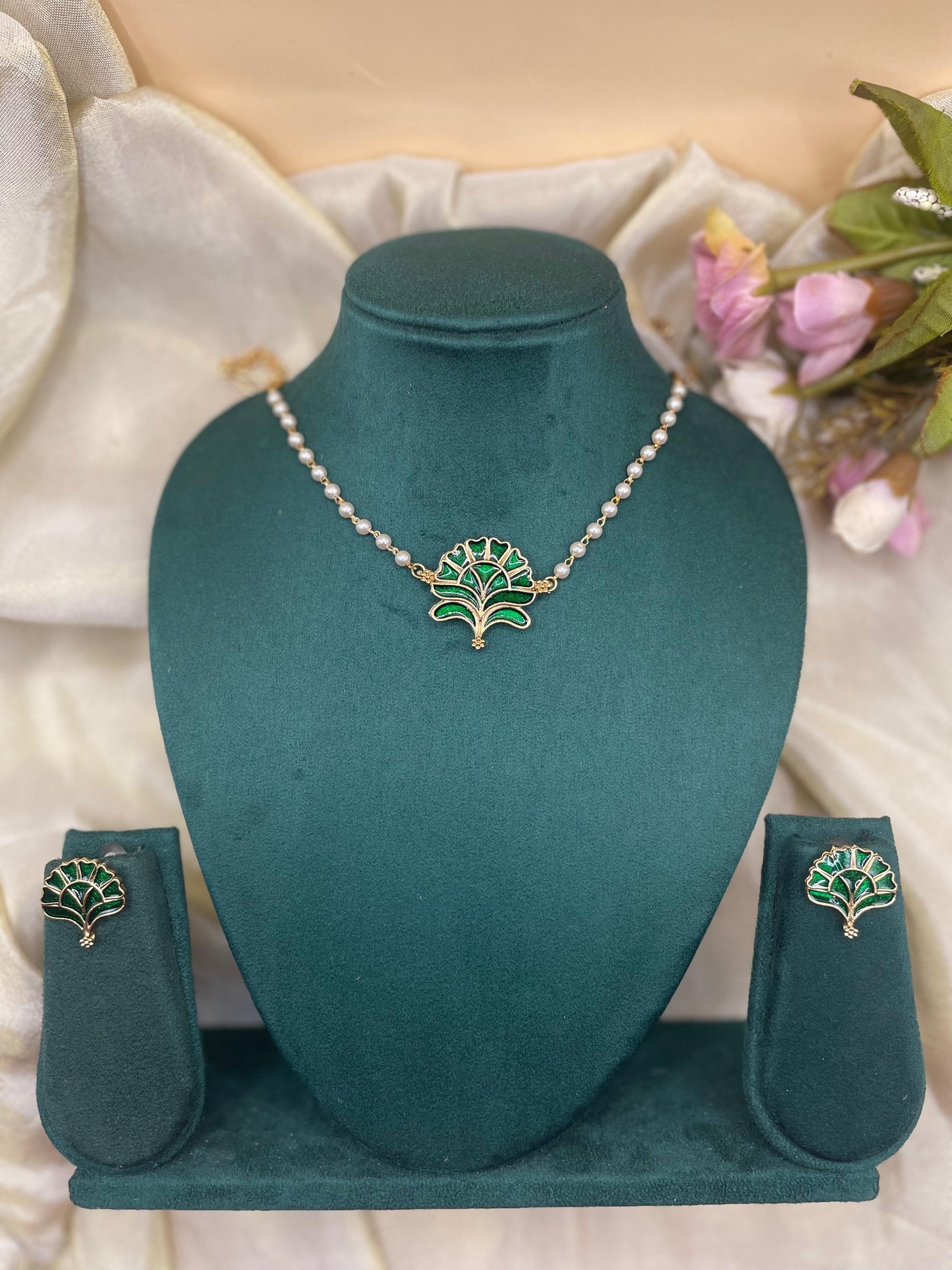 Emerald boom pearl necklace-PC06(01)