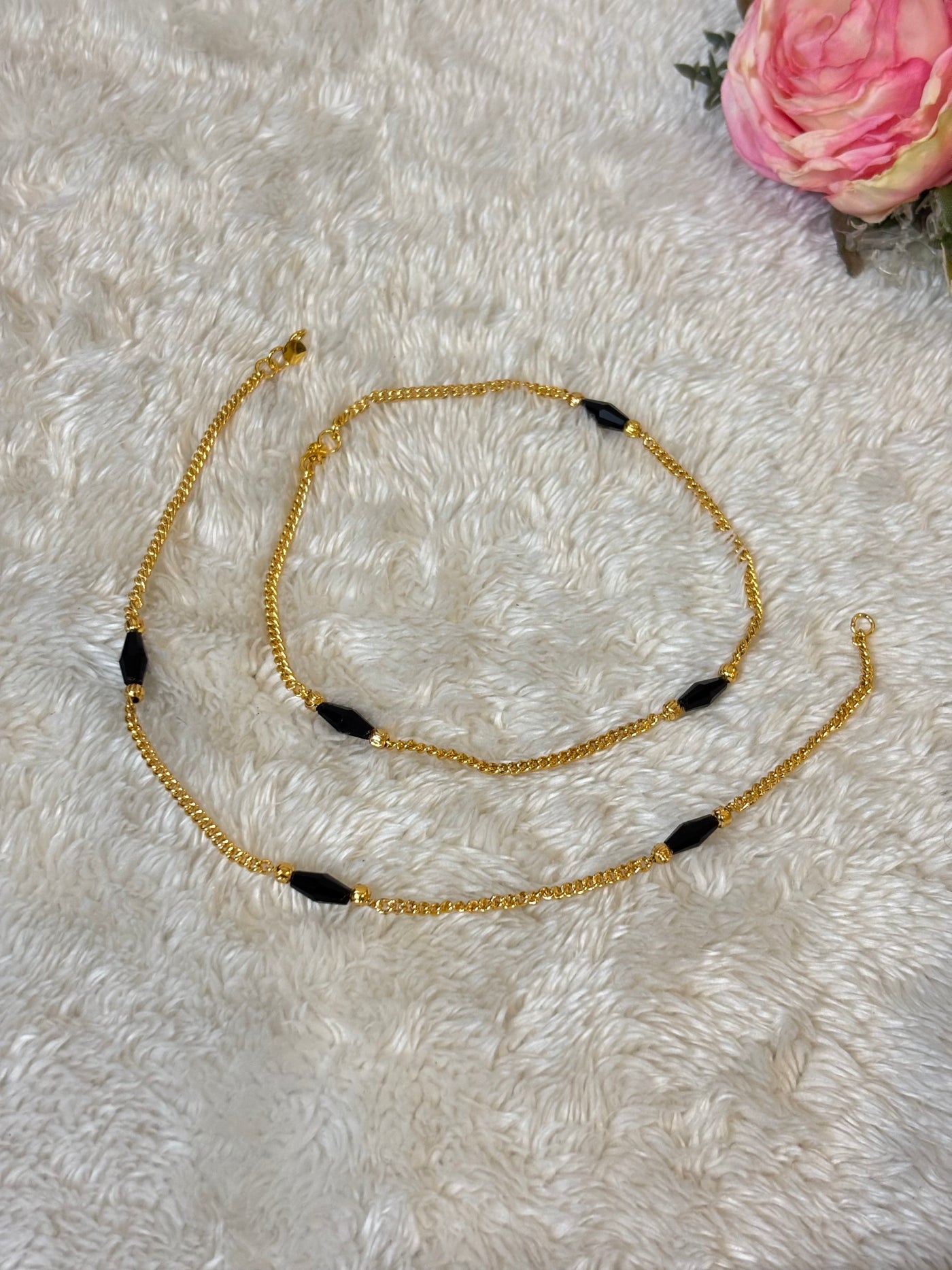 Black Crystal Anklet-A014