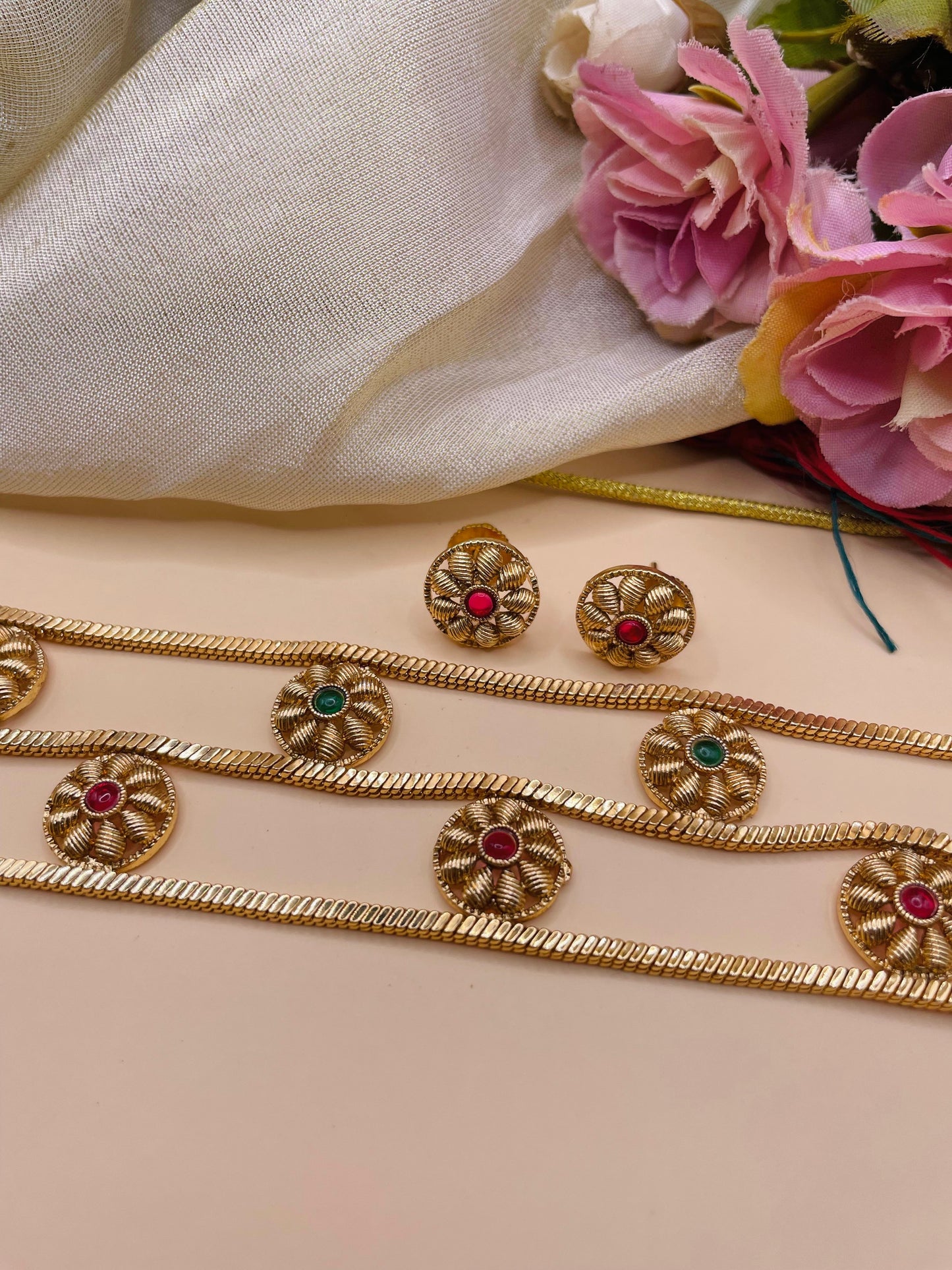 Twin Line Floral Choker