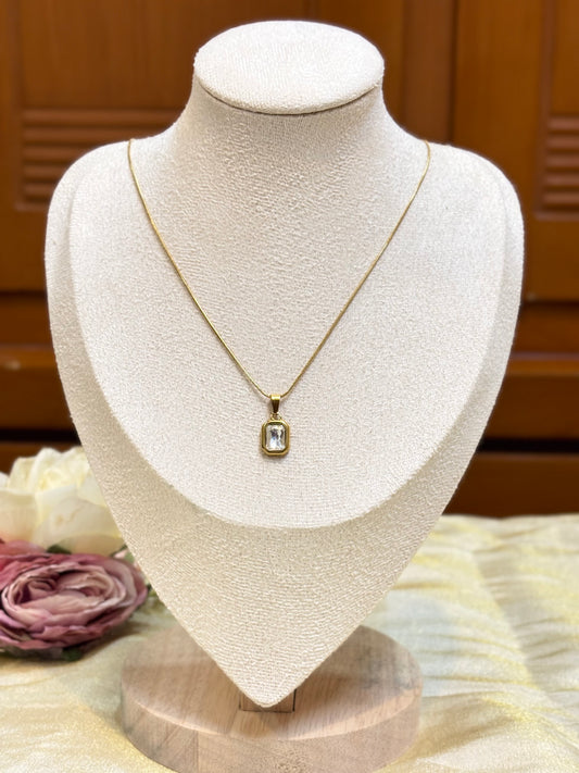 Classic Rectangle Crystal Necklace-C023a