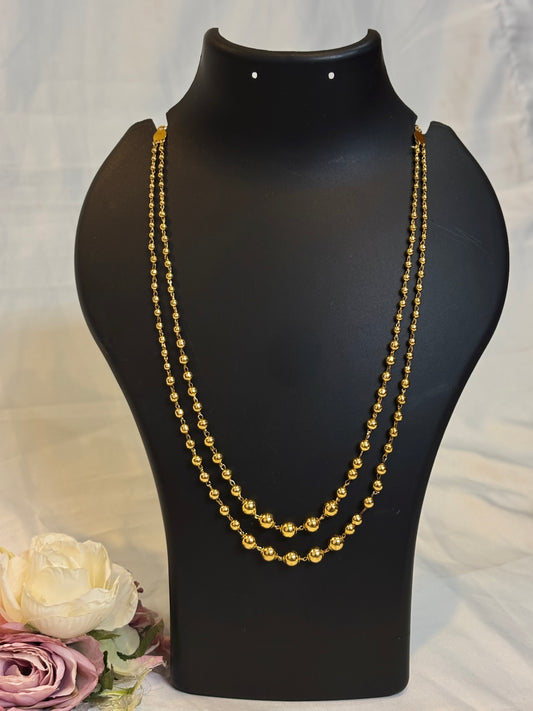 Golden Twin Layer Bead Necklace-NK02
