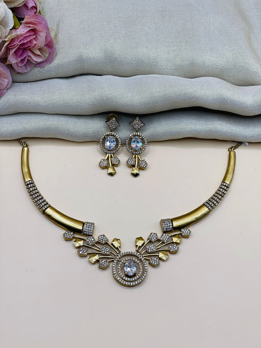 Crystal Bloom Statement Necklace-AD021