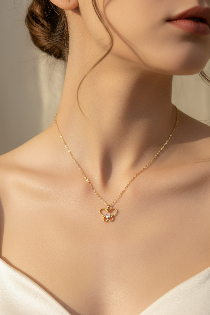 Heart Butterfly Necklace-C09