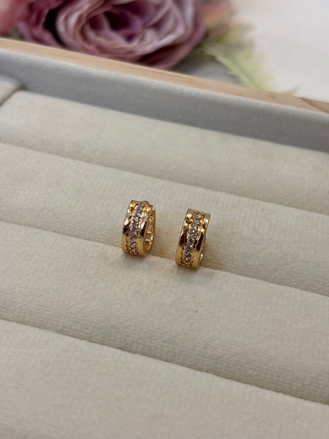 Crystal Huggie Hoop Earrings-E07