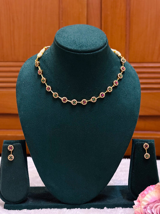 Ruby & Emerald Link Necklace-CH034