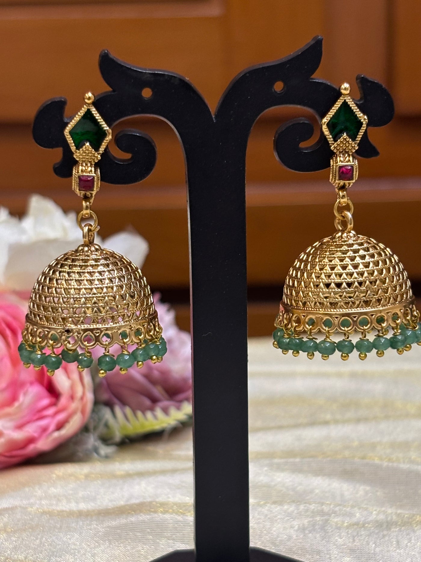 Green Stone Jhumka-J005