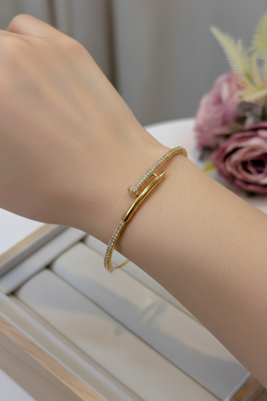 Crystal Nail Open Bangle-B07