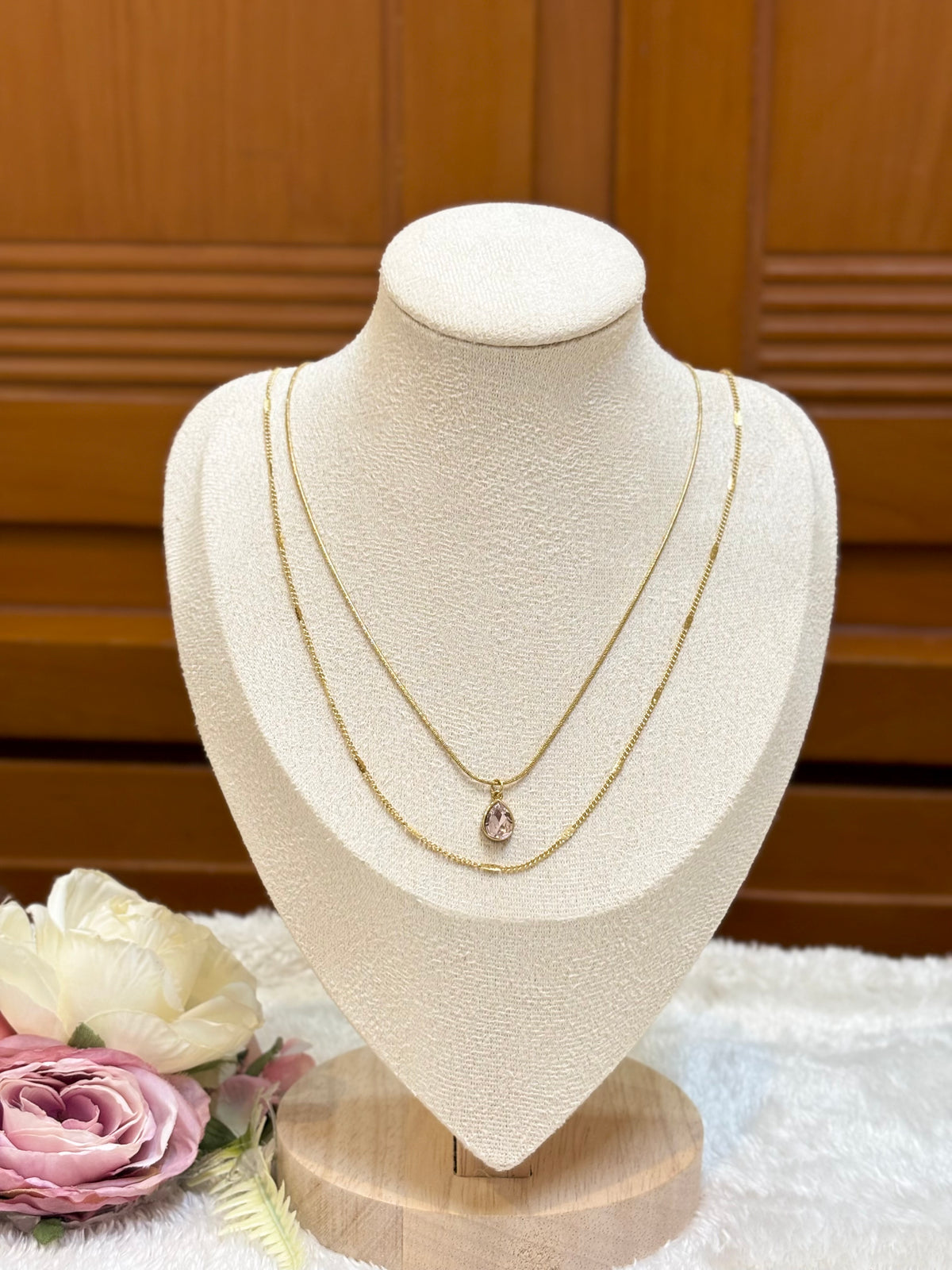 Double-Layer Teardrop Necklace-CL04