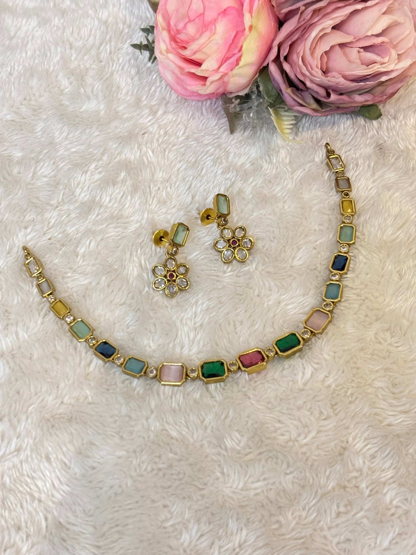 Multicolor Gemstone Necklace-AD032