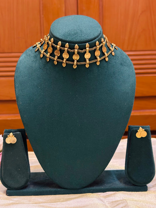 Coin & Leaf Choker-CH045