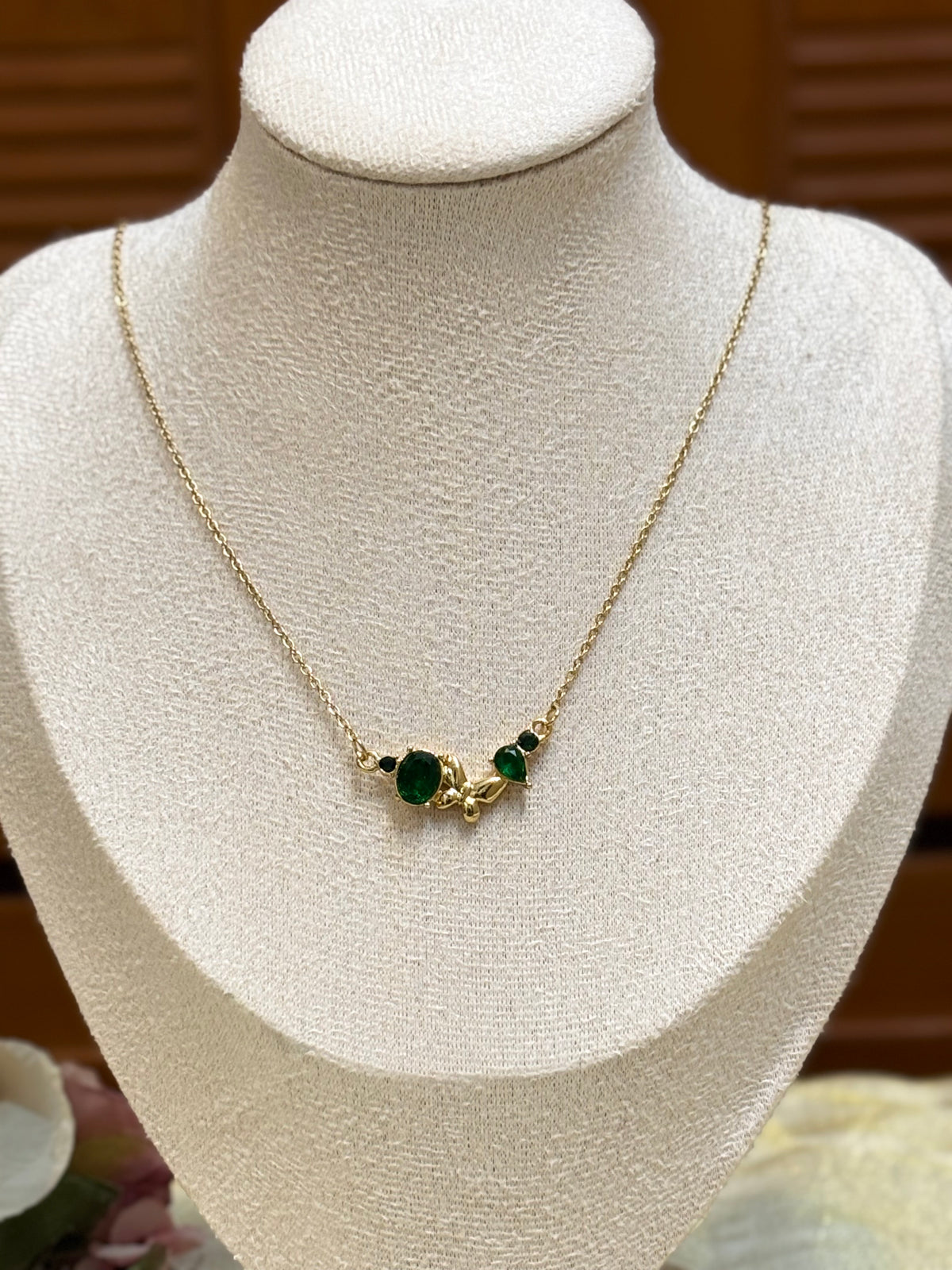 Emerald Charm Necklace-C025