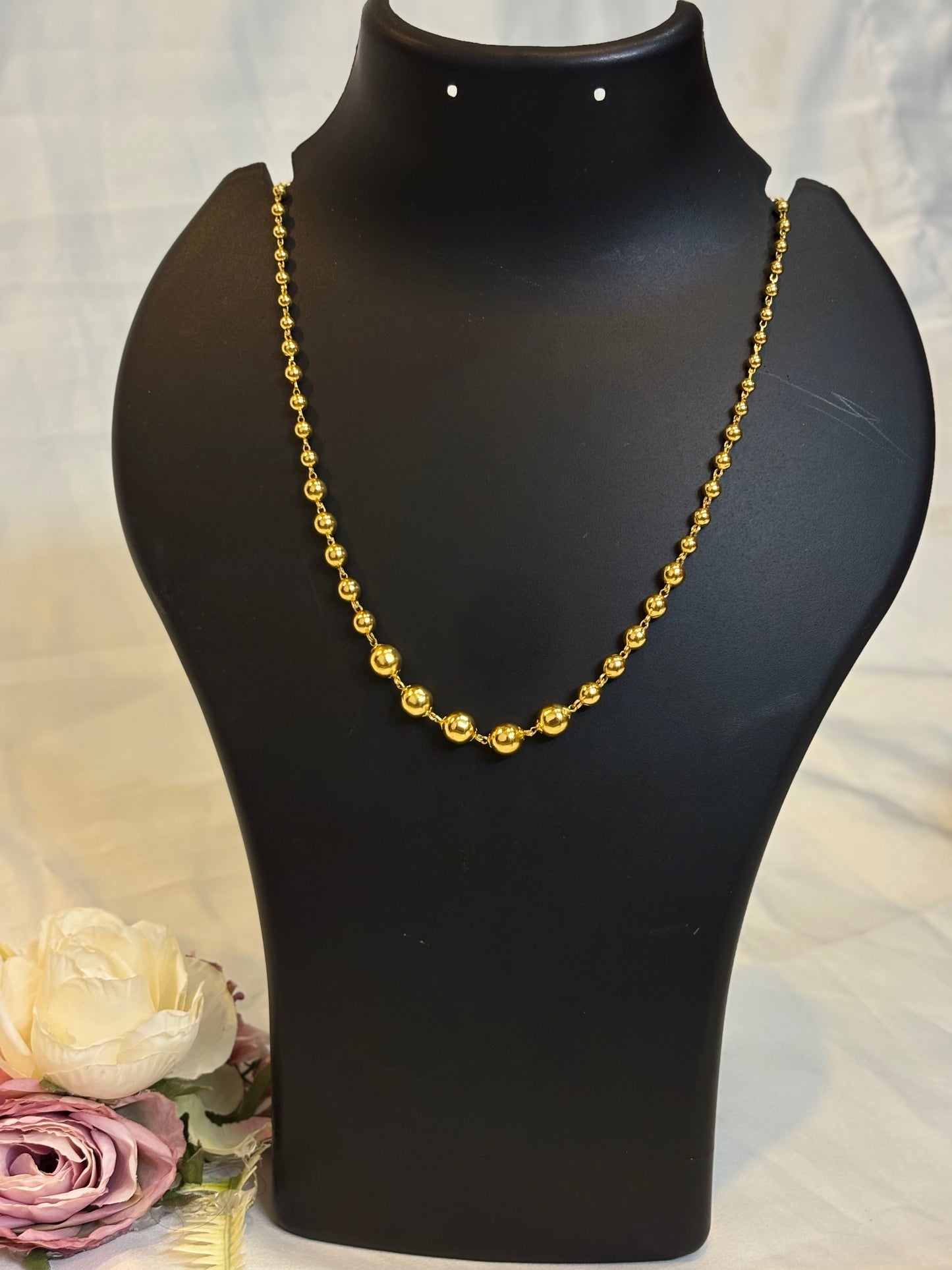 Classic Gold Beaded Accent Necklace-NK04