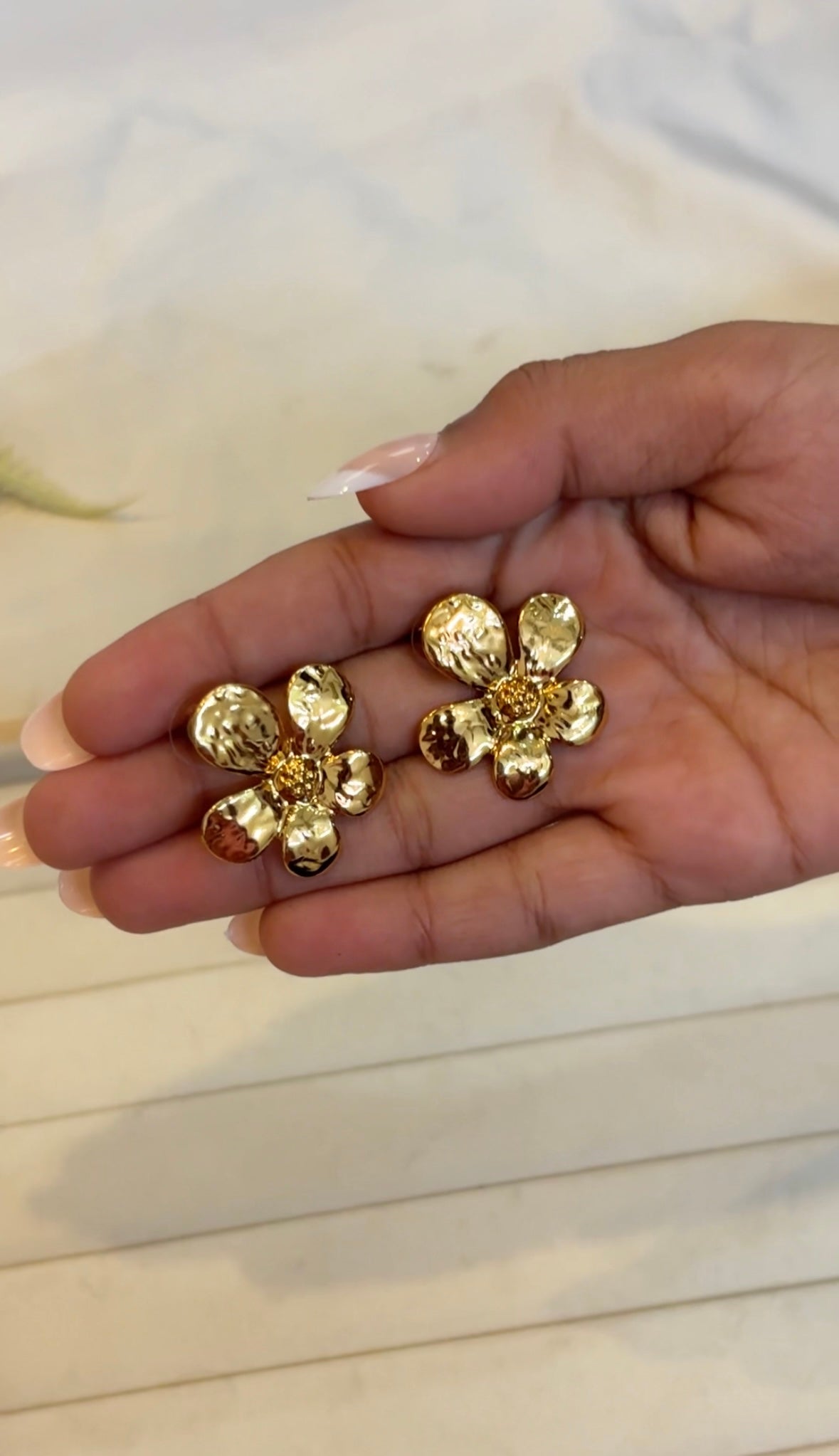 Golden Blossom Statement Studs-E017