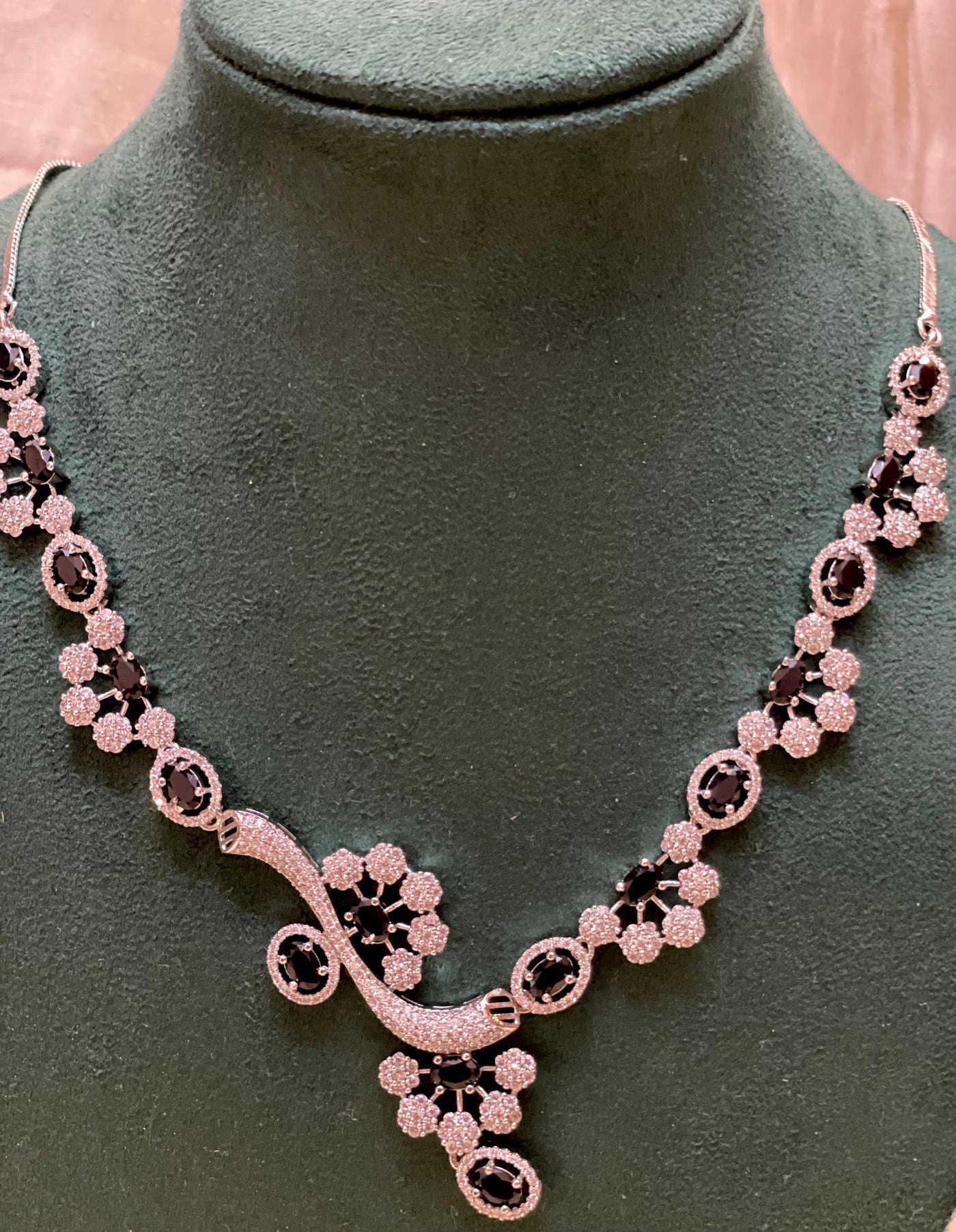 Noor black stone necklace set -AD003