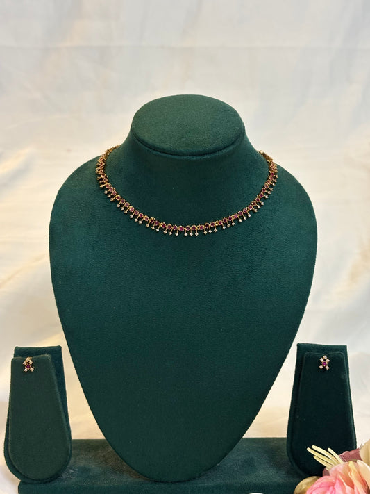Pink stone necklace set
