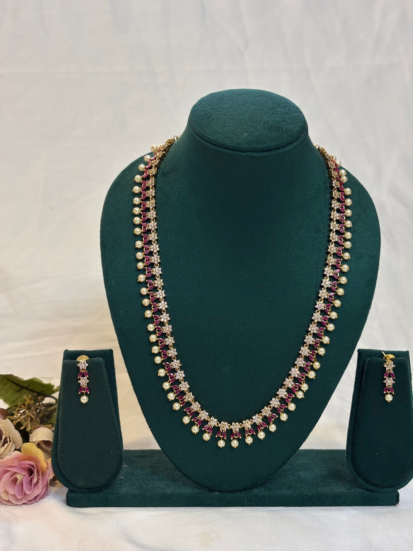 Ruby & Pearl Stonework Necklace