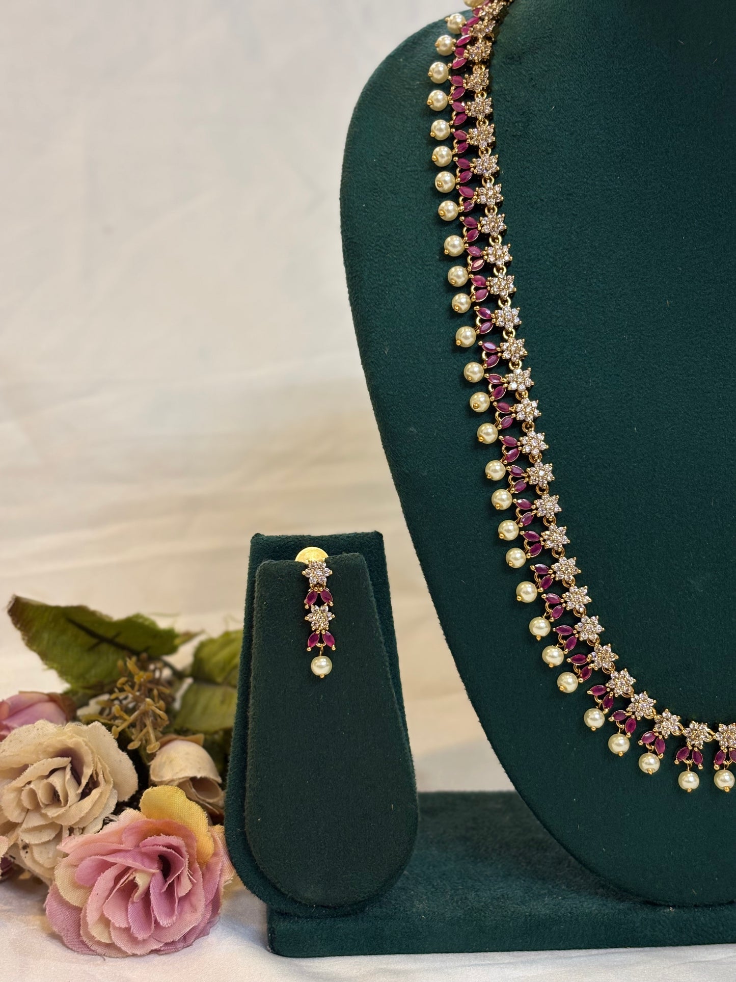 Ruby & Pearl Stonework Necklace