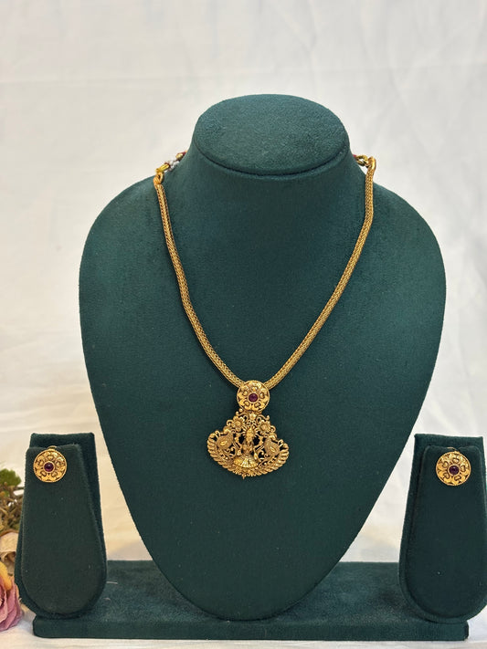 Antique Lakshmi Ruby Pendant Necklace-N032(03)