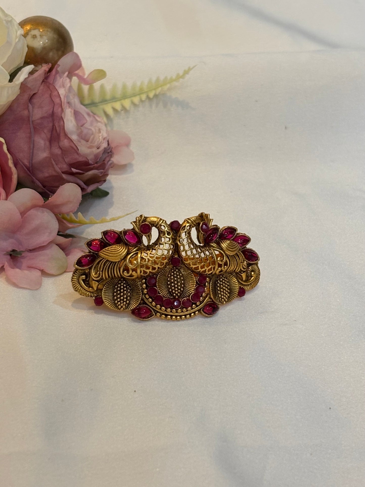 Ruby Twin Peacock Hair Clip-H012(3)