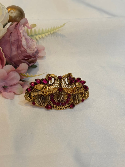 Ruby Twin Peacock Hair Clip-H012(3)