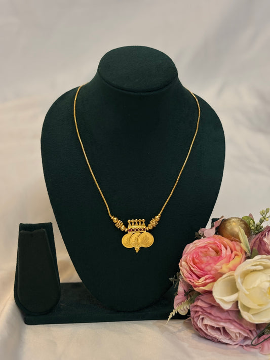 Three Coin Gold-Plated Mangalsutra Pendant