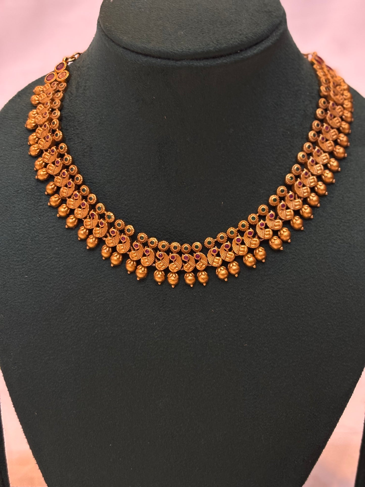 Gold-Tone Temple Necklace & Jhumka