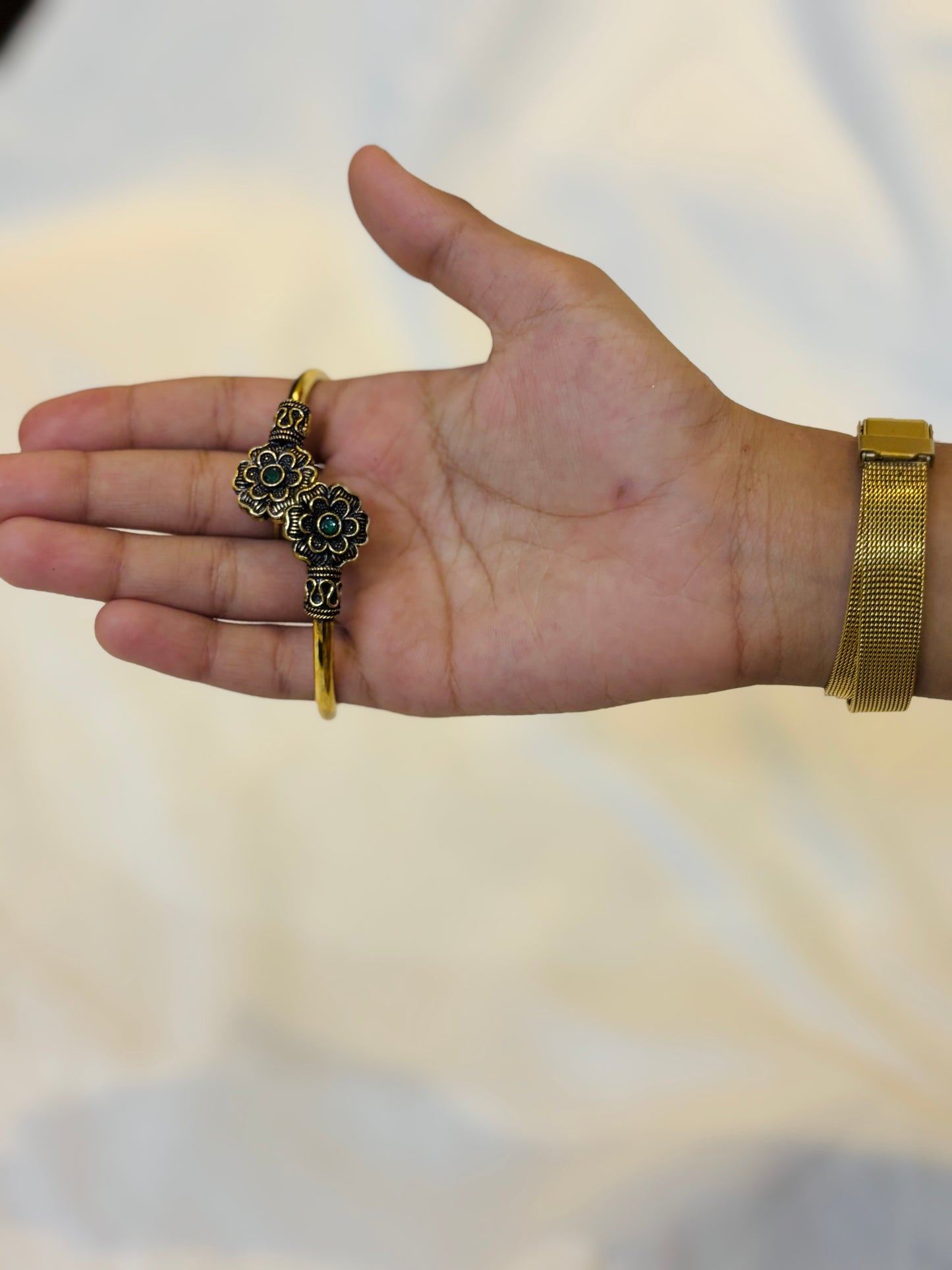 Antique Adjustable Floral Bangle