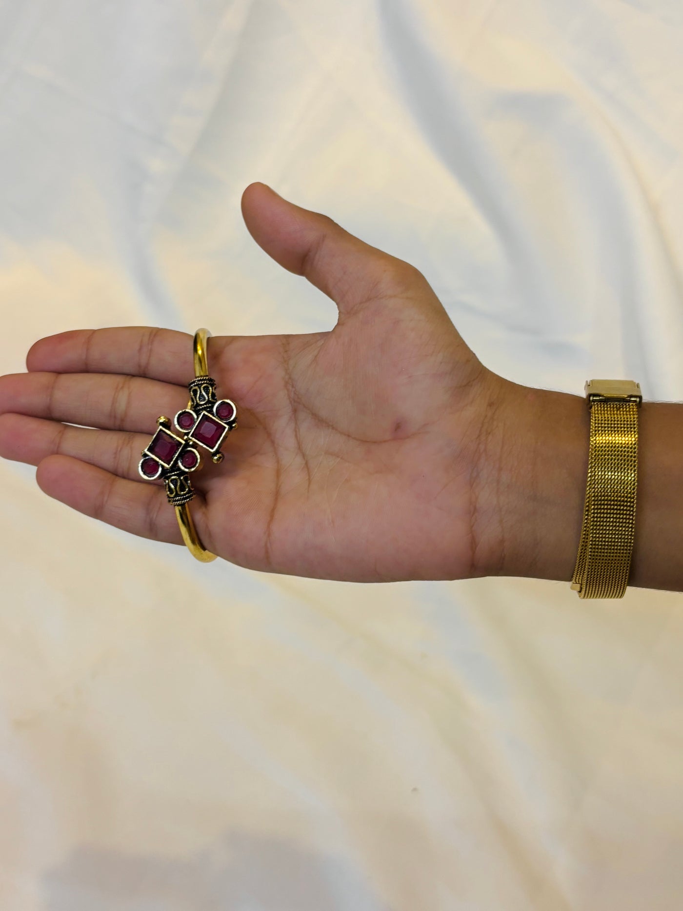Antique Adjustable Ruby Bangle