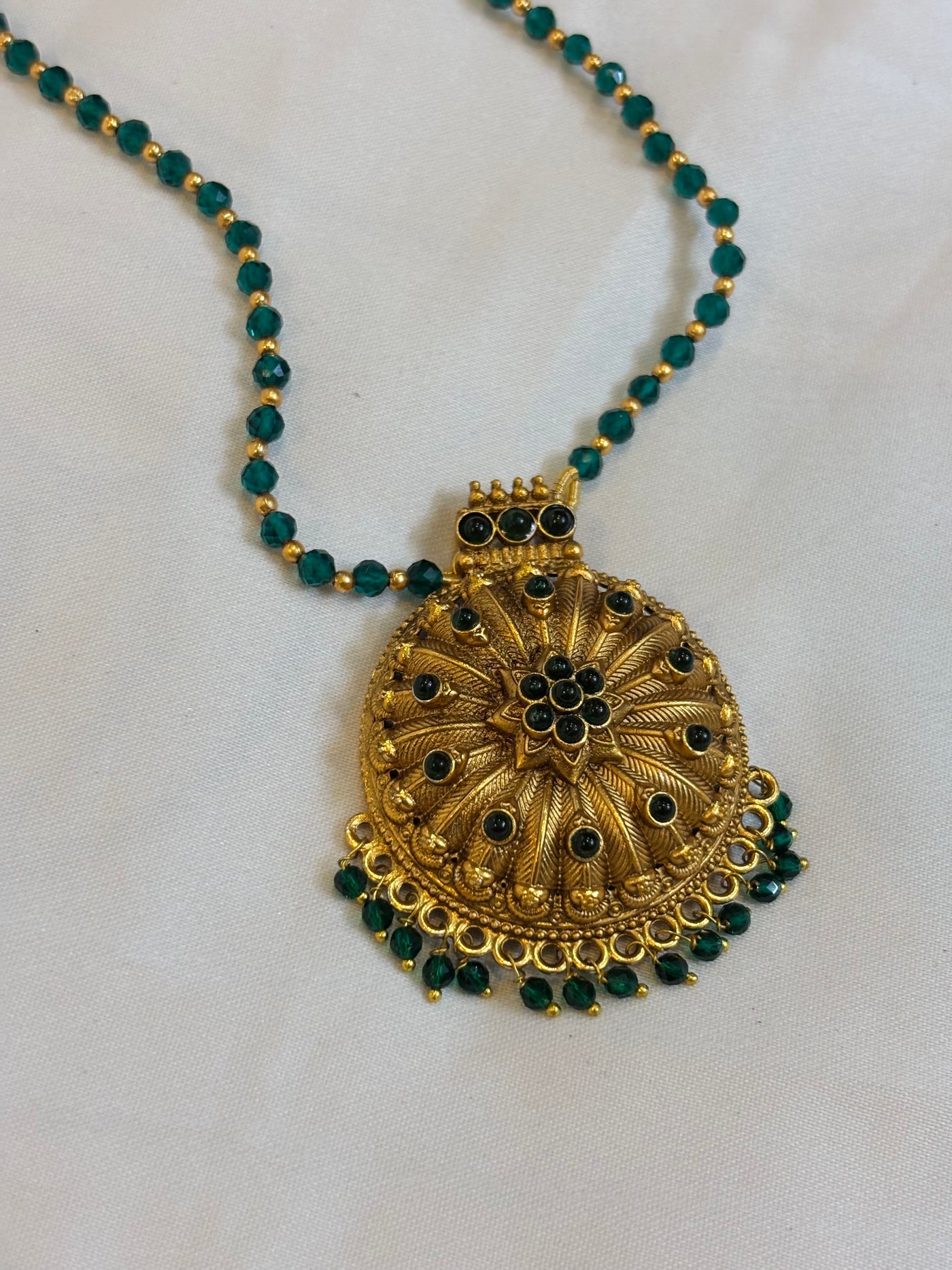 Emerald Green Beaded Necklace Set-N035(02)