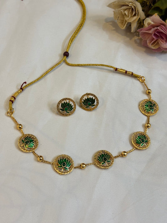Lotus Coin Necklace Set