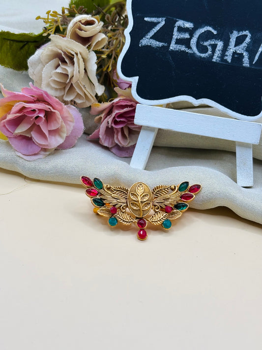 Ruby Emerald Leaf Hair Clip