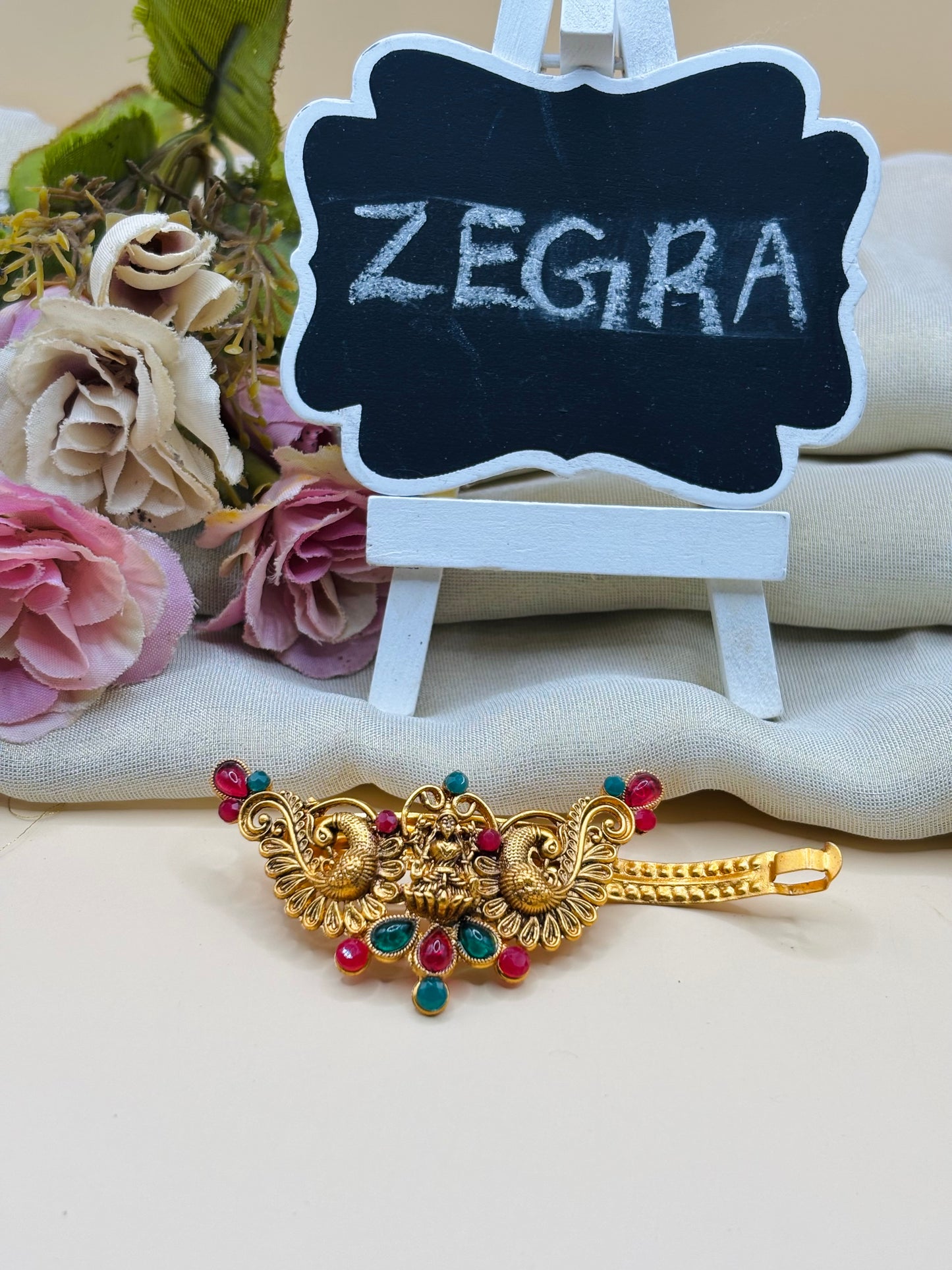 Temple Design Peacock Hair Clip