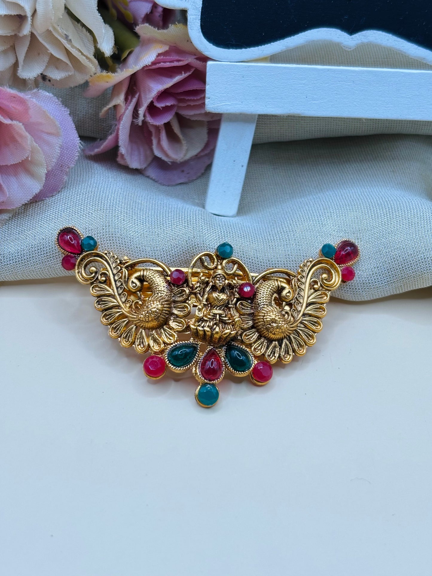 Temple Design Peacock Hair Clip