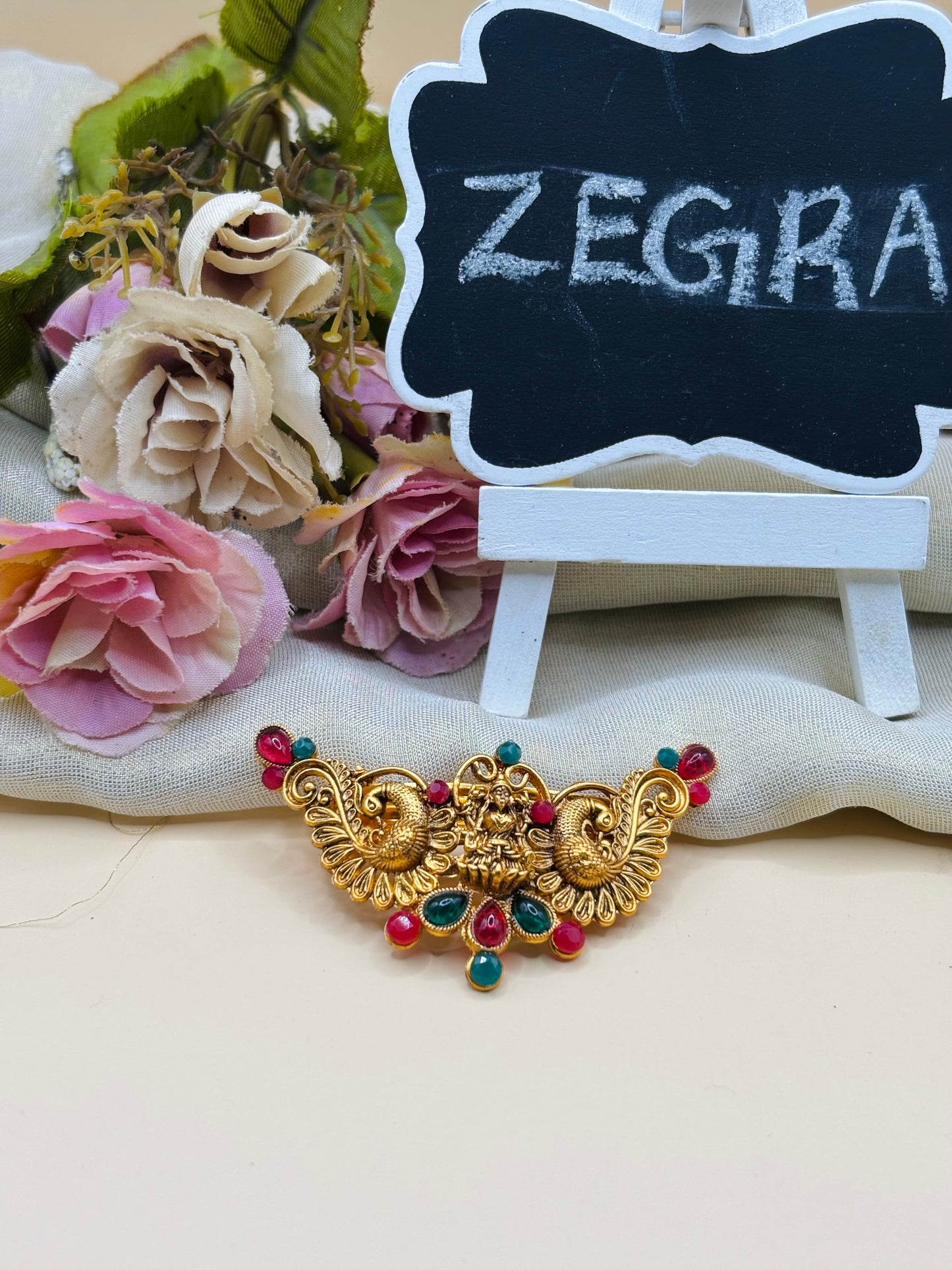Temple Design Peacock Hair Clip