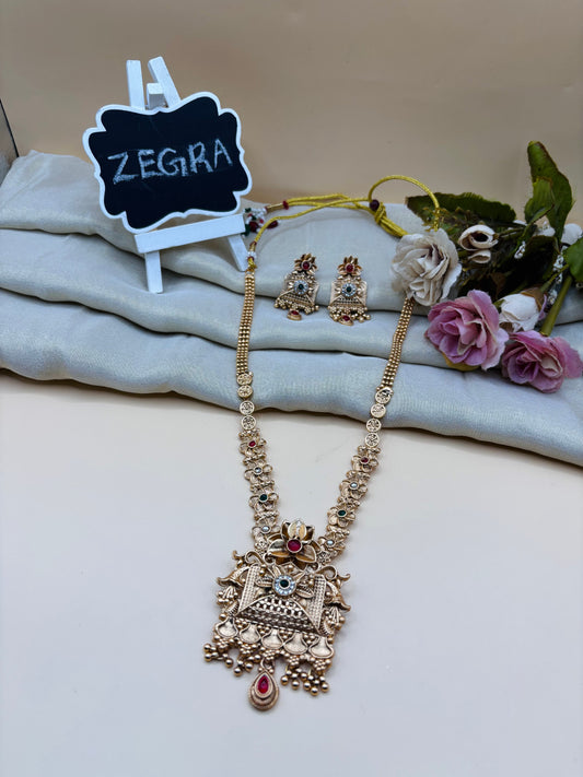 Temple Design Long Necklace Set