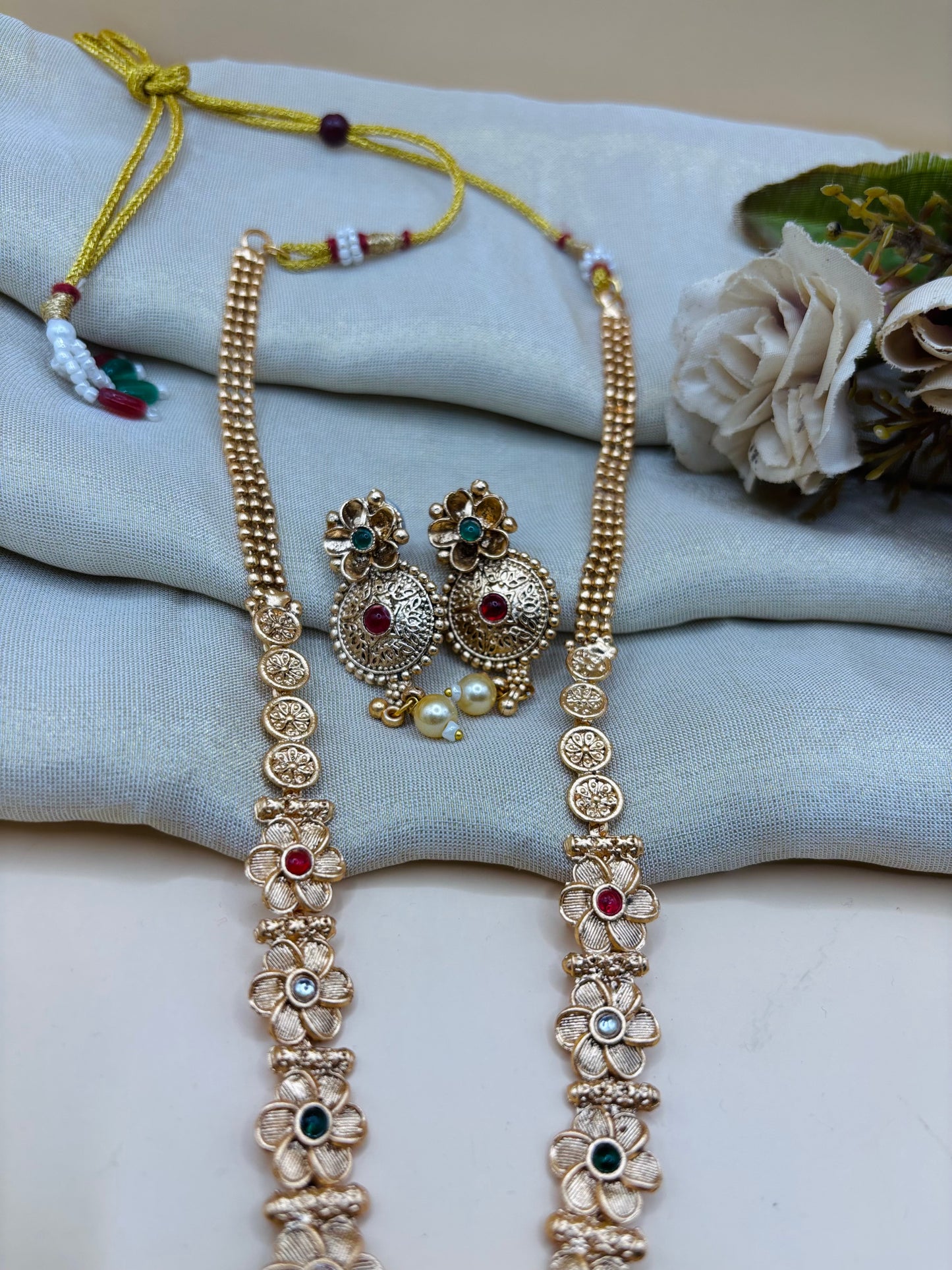 Antique Peacock Long Necklace Set