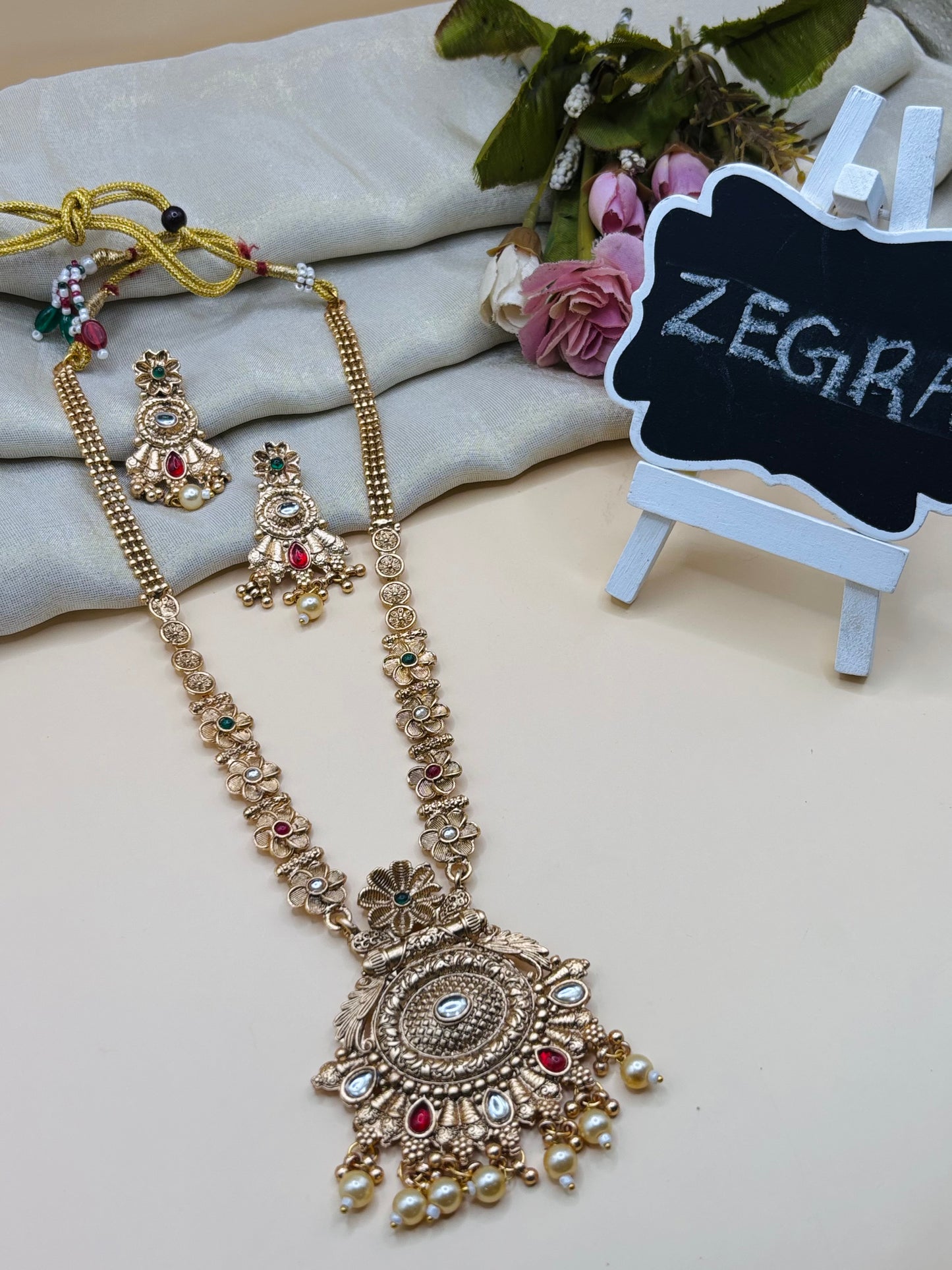 Antique Floral Medallion Necklace Set