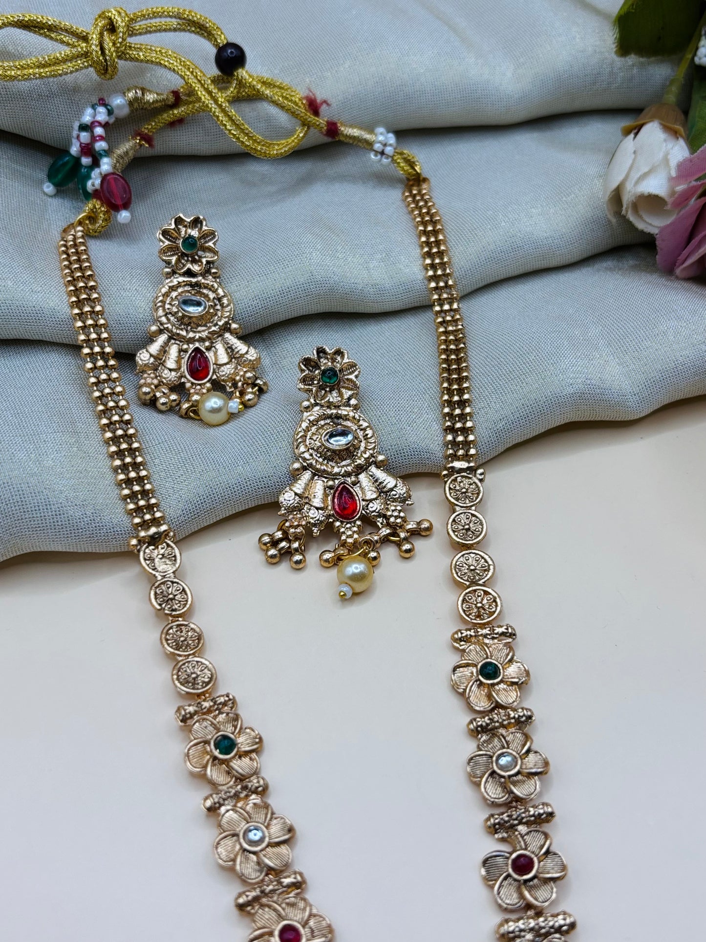 Antique Floral Medallion Necklace Set