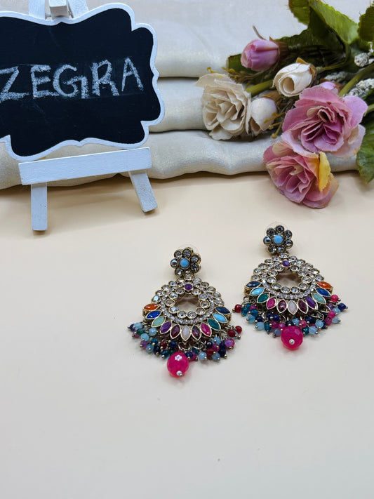 Multicolor Kundan Earrings