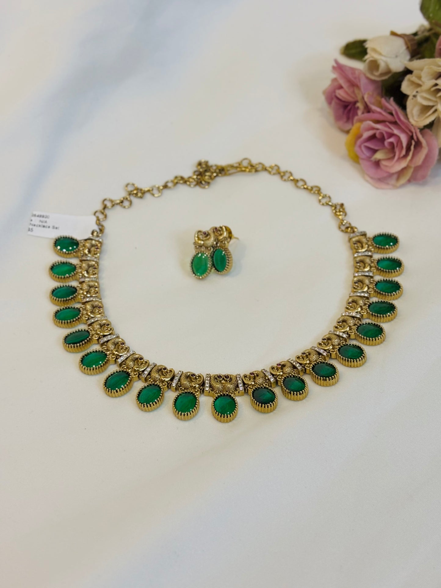 Antique Green Stone Necklace