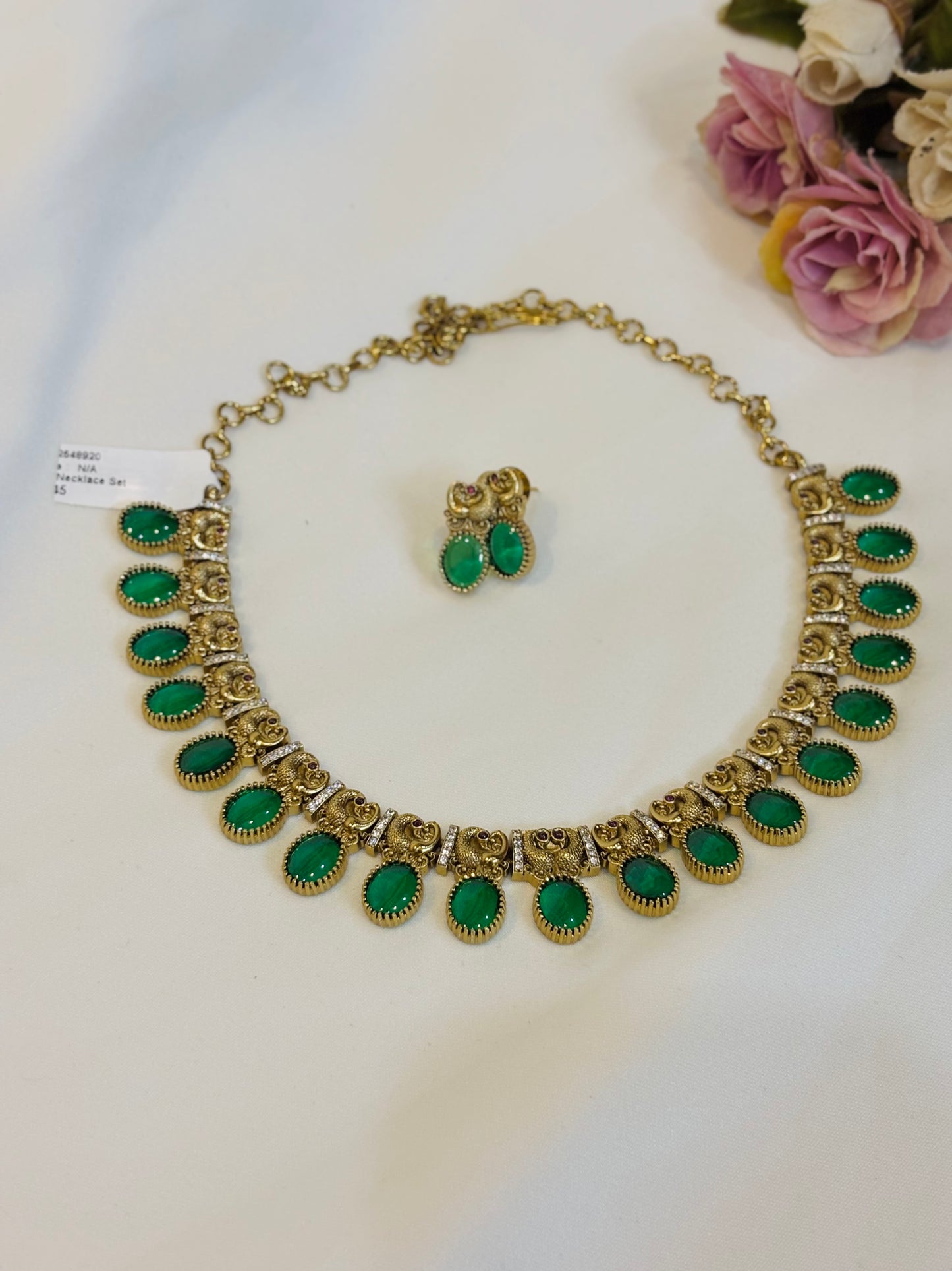 Antique Green Stone Necklace