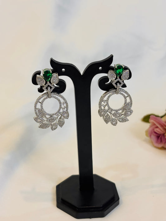 Emerald Green Crystal Drop Earrings-E9