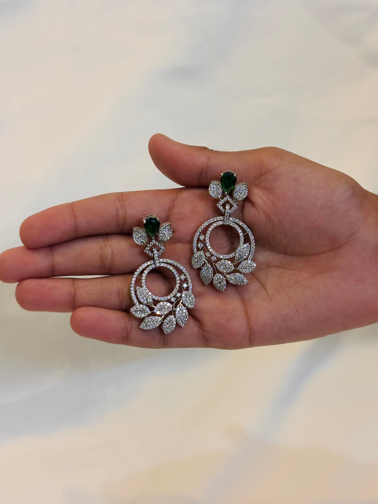 Emerald Green Crystal Drop Earrings-E9