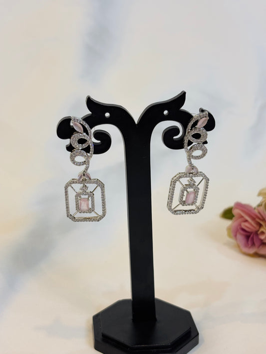 Crystal Pink Statement Earrings-E10