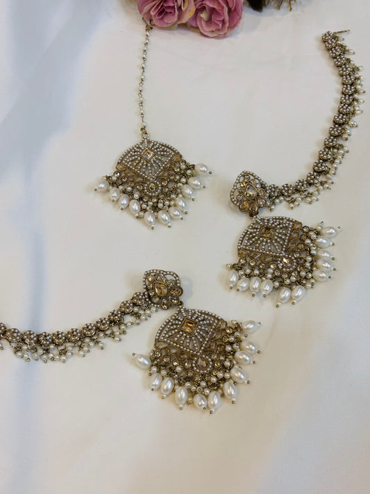 Pearl Drop Kundan Bridal Set