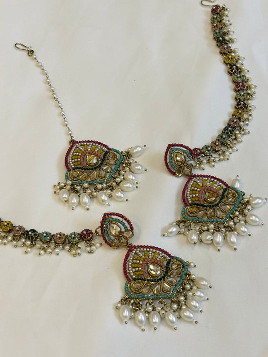 Multicolor Kundan Pearl Bridal Set