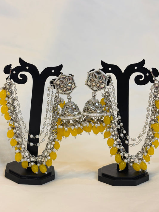 Sunshine Yellow Beaded Jhumka-E3