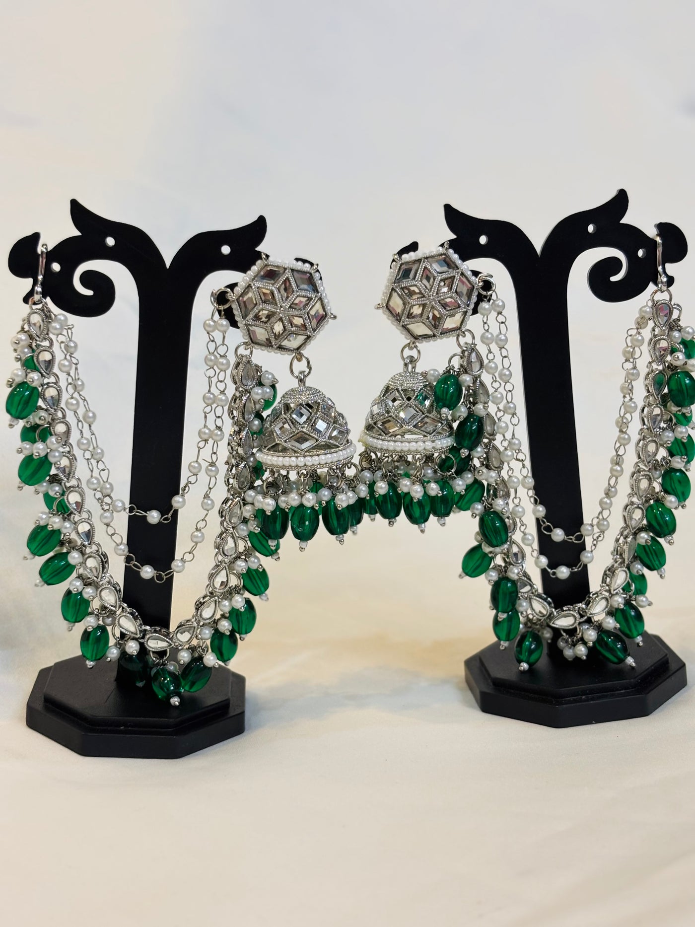 Emerald Green Beaded Jhumka-E3