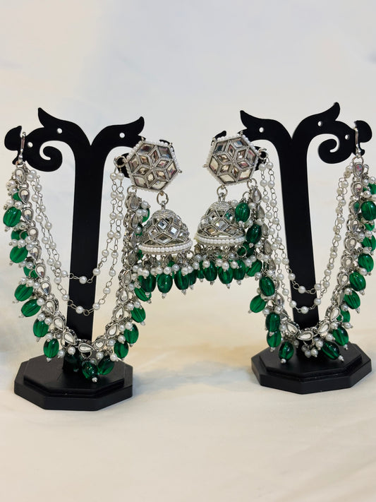 Emerald Green Beaded Jhumka-E3